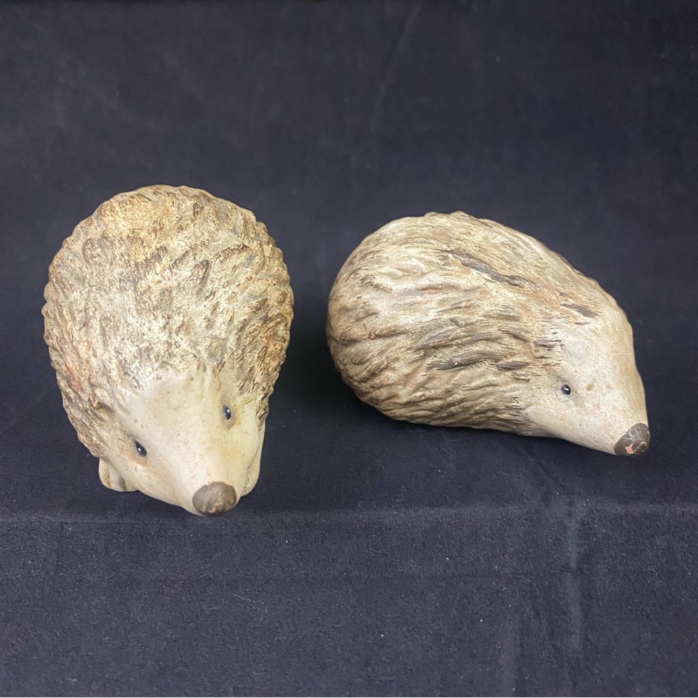 Hedgehog Painted Terracotta Figurines Set of 2